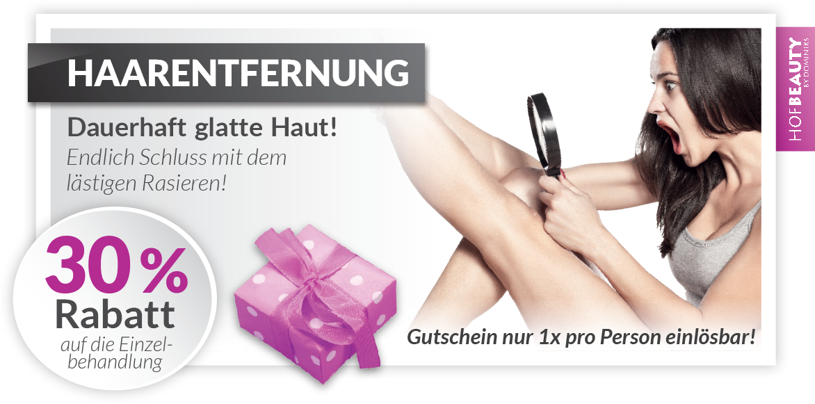 Rabatt Gutschein dauerhafte Laser Haarentfernung - Kosmetikstudio HofBeauty in Hof