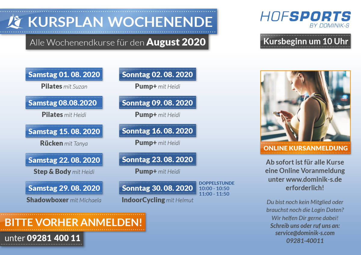 </p> <h2><strong>WOCHENENDKURSE AUGUST 2020</strong></h2> <p>
