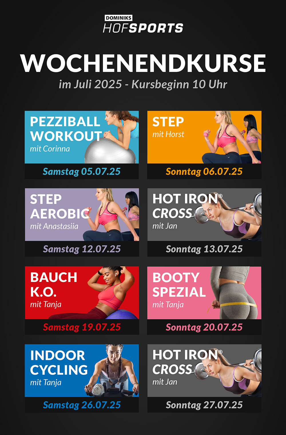 DOMINIKS HofSports Lady-Sports Wochenendkurse Fitnesskurse Juli 2025