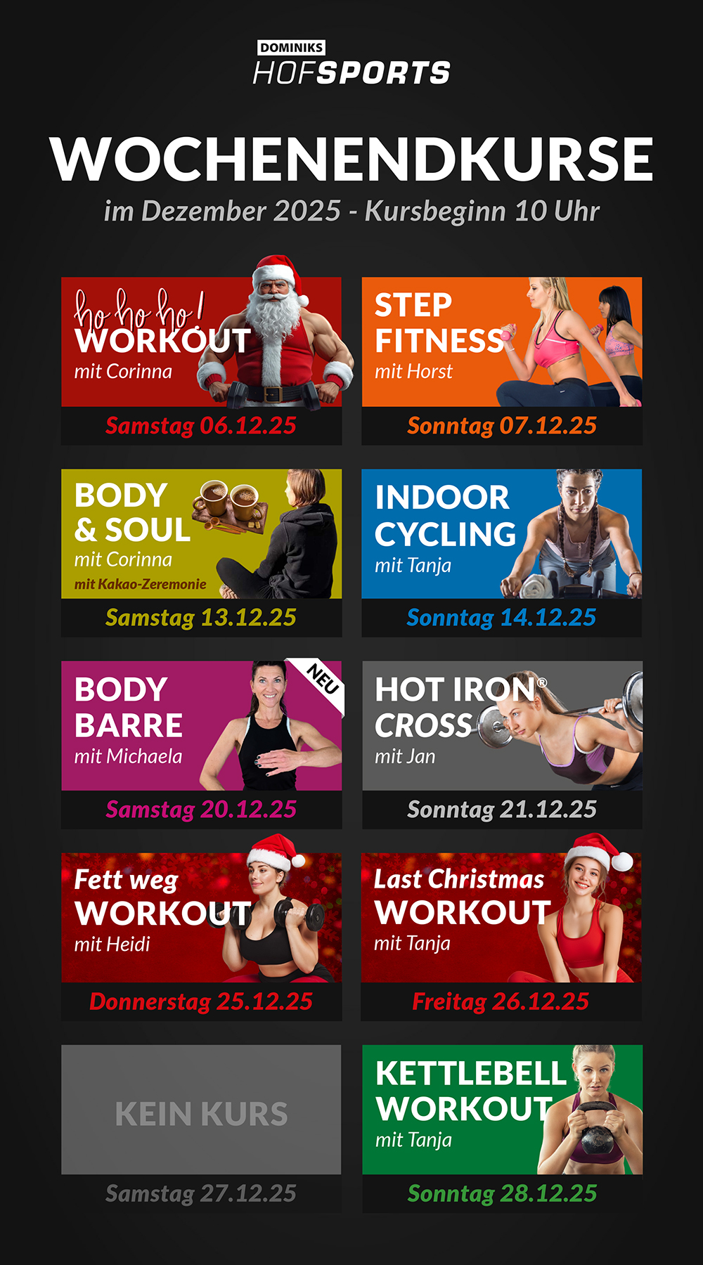 DOMINIKS HofSports Wochenendkurse Dezember