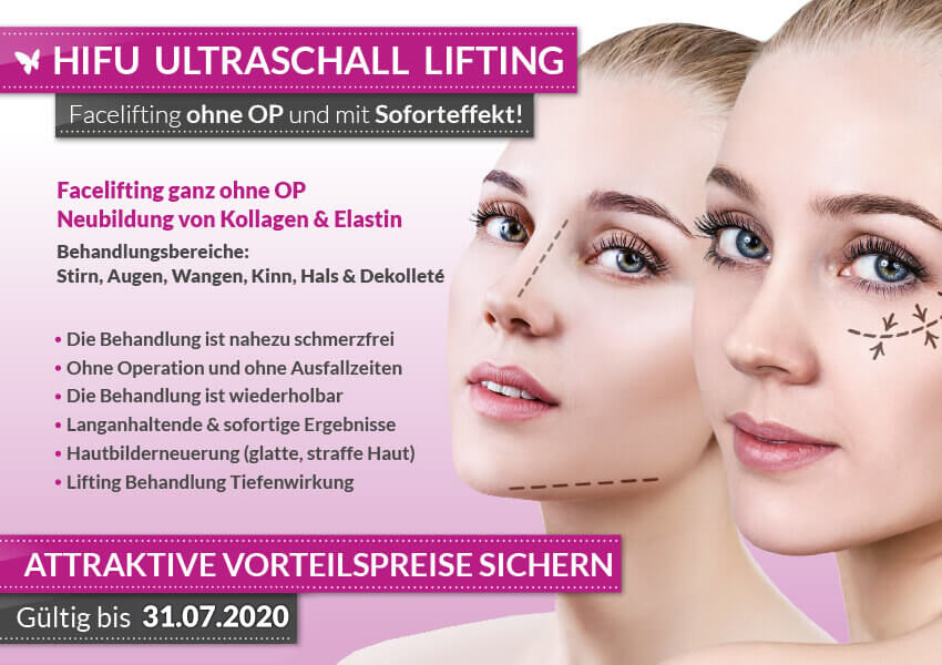 Rabatt Aktion Hifu Lifting Behandlung ohne OP im Kosmetikstudio HofBeauty in Hof